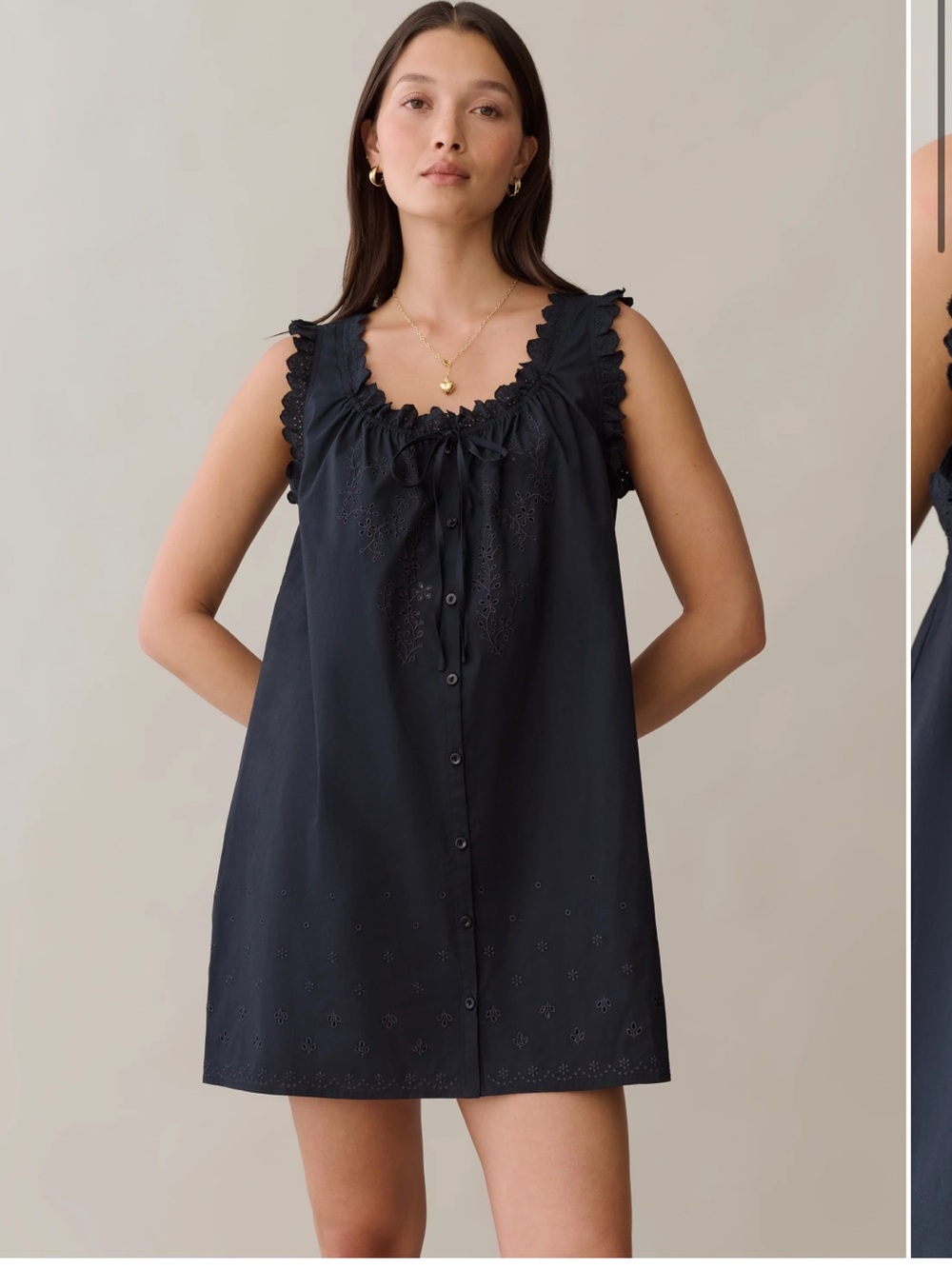 Few Moda Sorella Caroline Cotton Dress in Black with eyelet detail